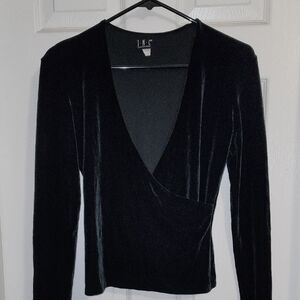 Vintage I.N.C. Black V-neck Velvet Top Sz M